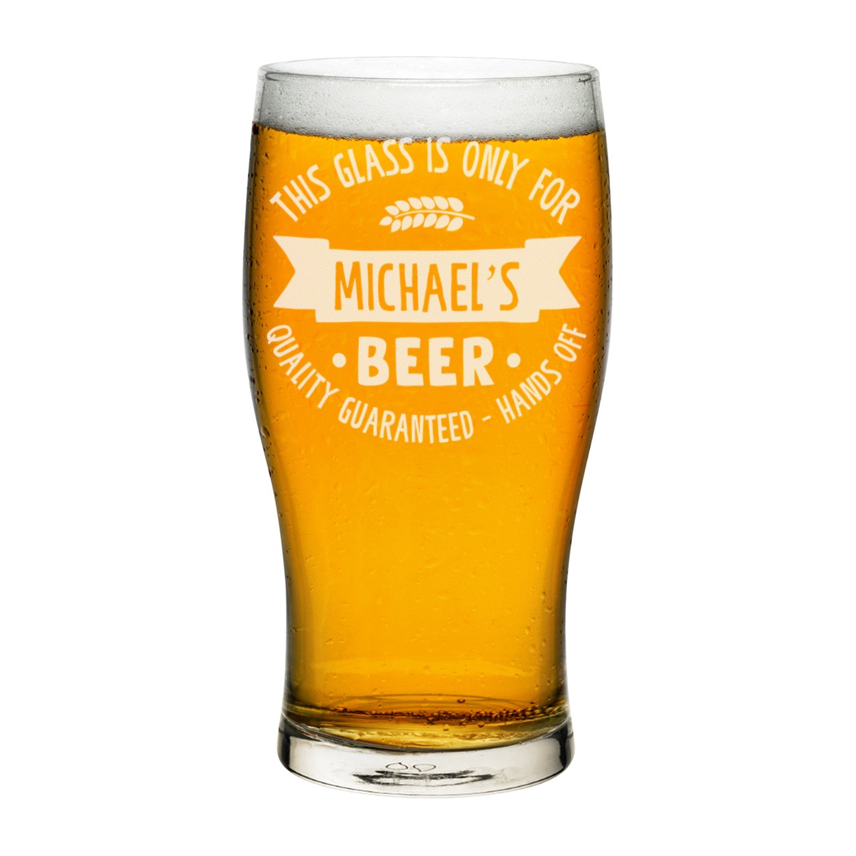 Personalised Pint Glass Beer Hands Off Any Name Craft Beer Cider Custom