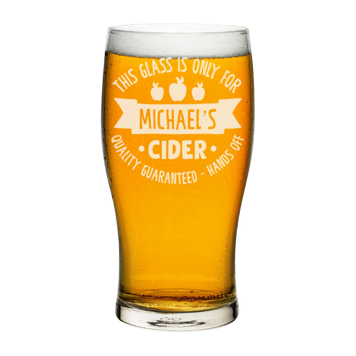 Personalised Pint Glass Cider Hands Off Any Name Craft Beer Cider Custom