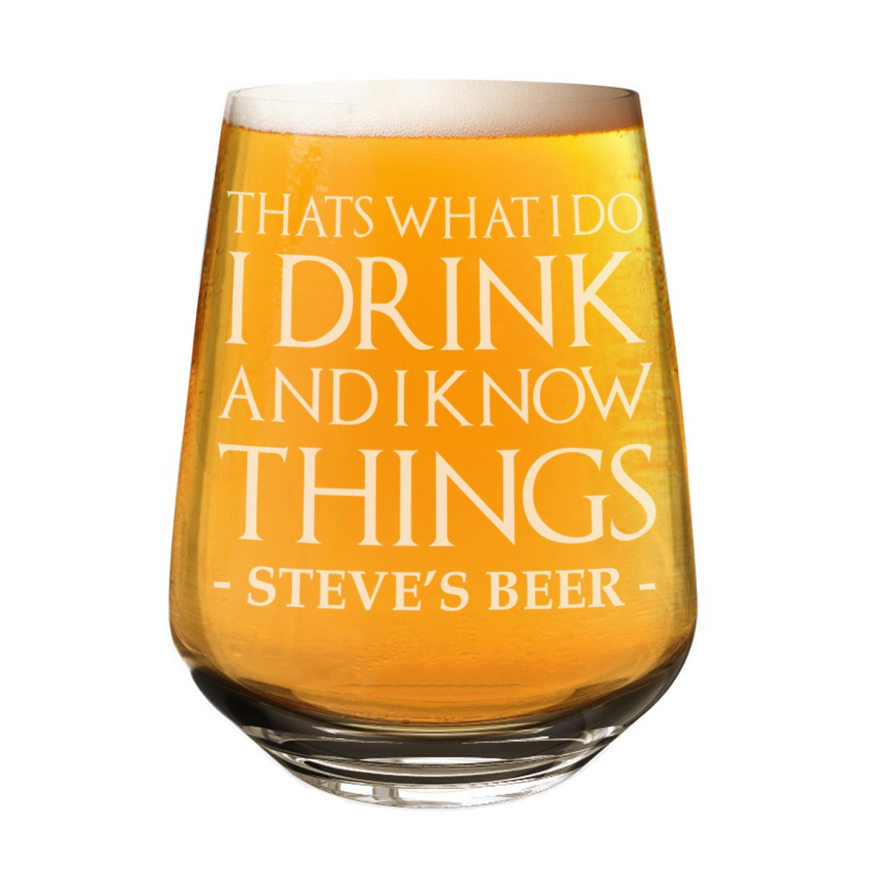 Personalised That's What I Do I Drink And I Know Things 2/3 Pint Glass Craft Beer Cider Wine Gin