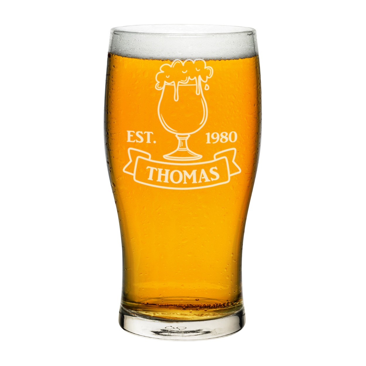 Personalised Pint Glass Foamy Beer Est Date Any Name Craft Beer Cider Custom