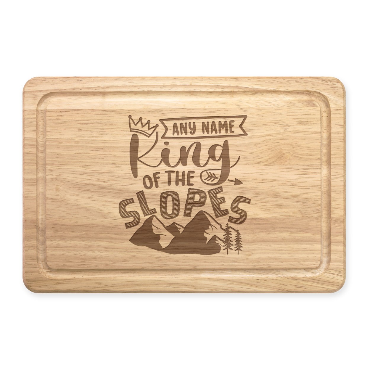 Personalised King Of The Slopes Rectangular Wooden Chopping Board