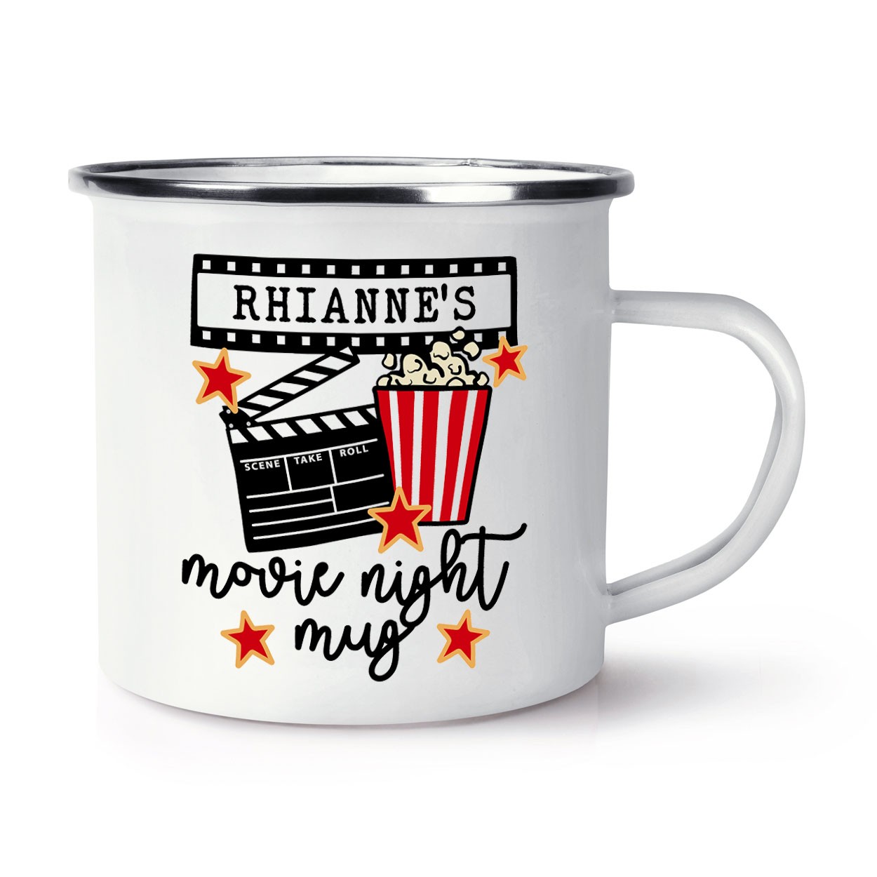 Personalised Movie Night Mug Enamel Mug Cup
