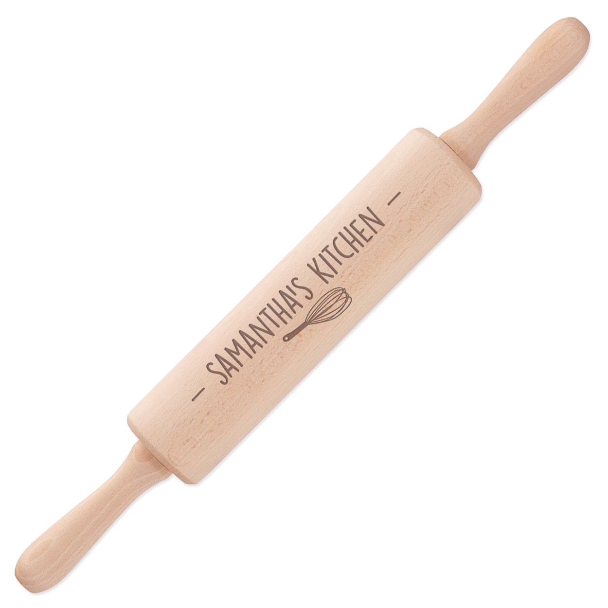 Personalised Rolling Pin Name Kitchen Whisk Revolving Wooden Any Name Custom Baking