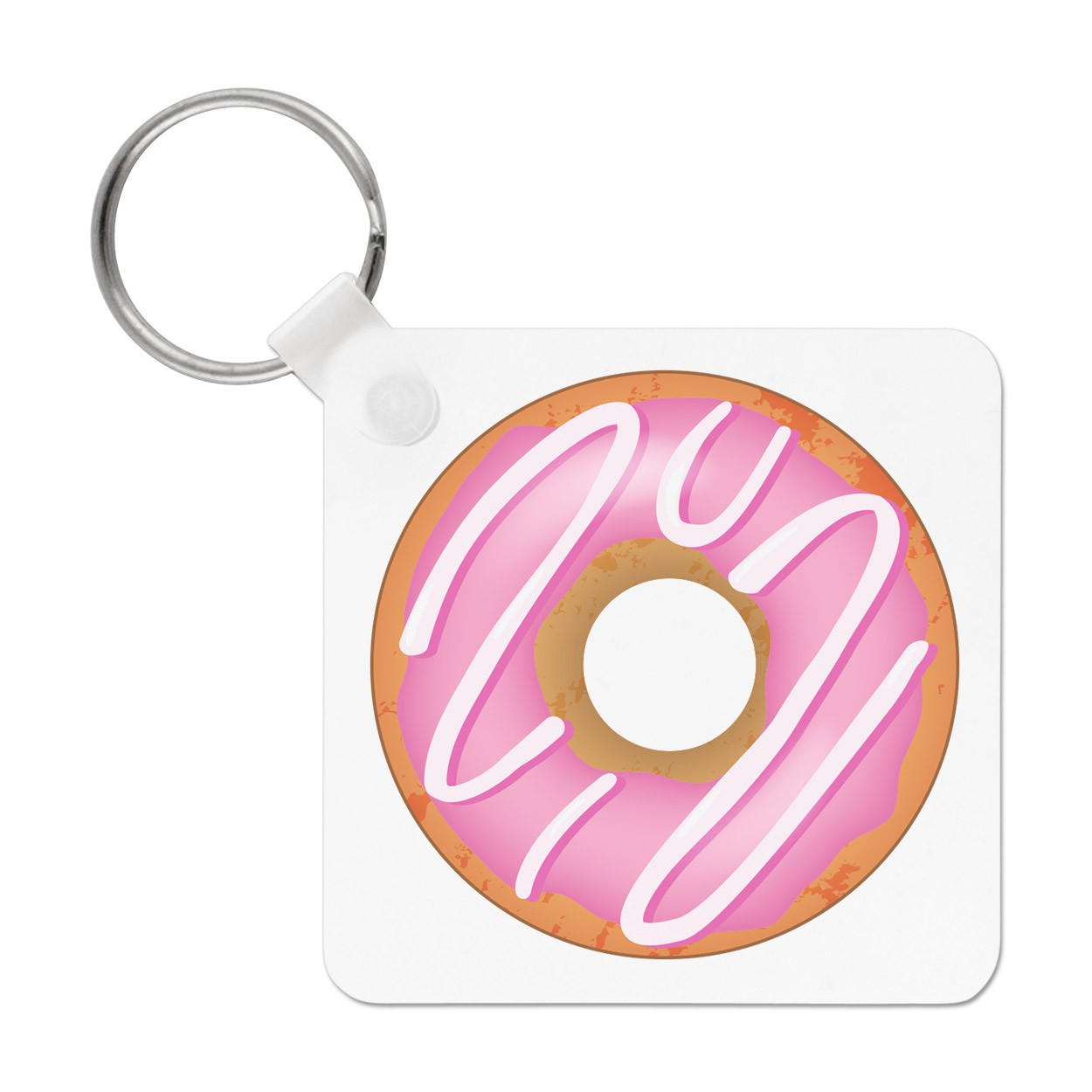 Pink Strawberry Glazed Doughnut Keyring Key Chain