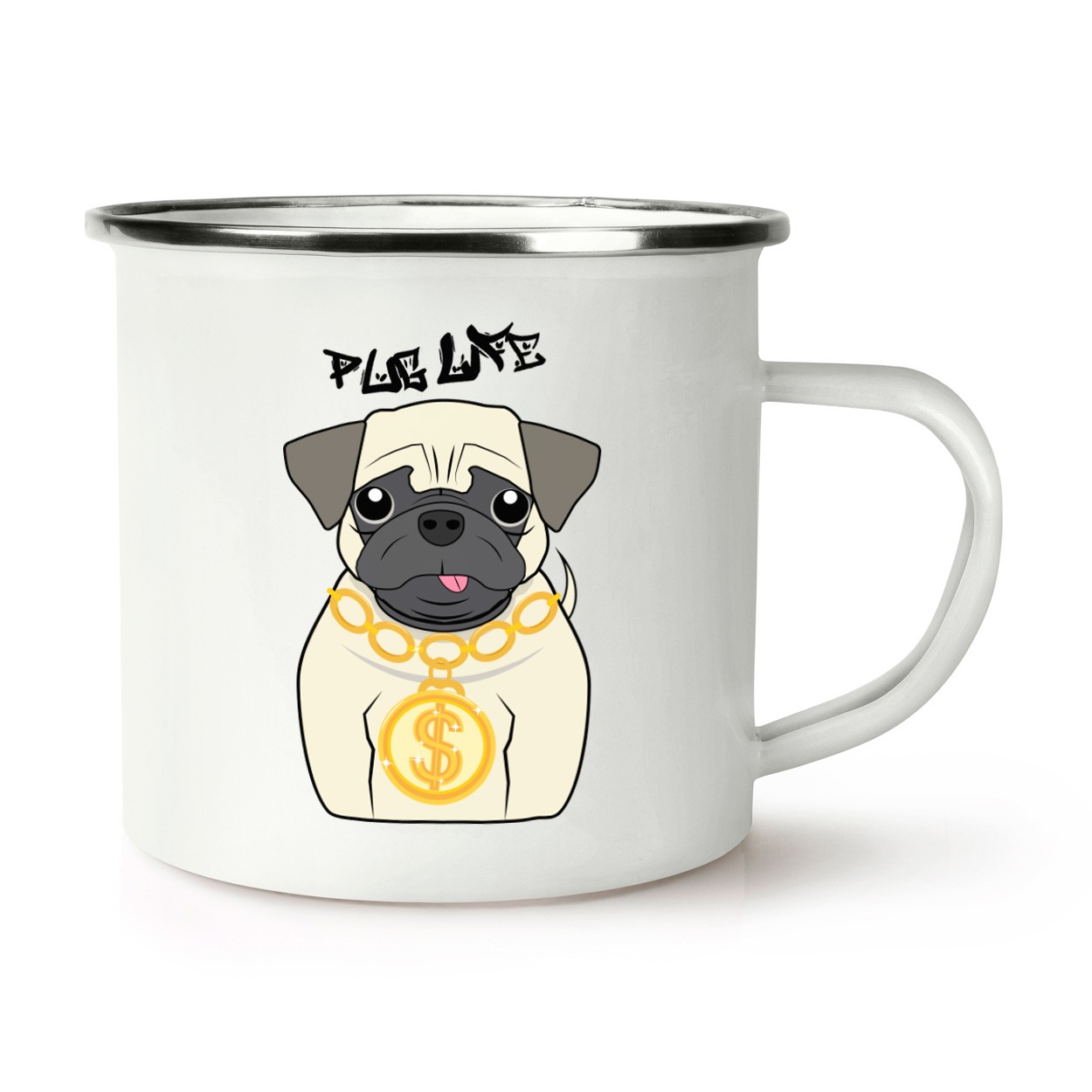 Pug Life Dog Retro Enamel Mug Cup
