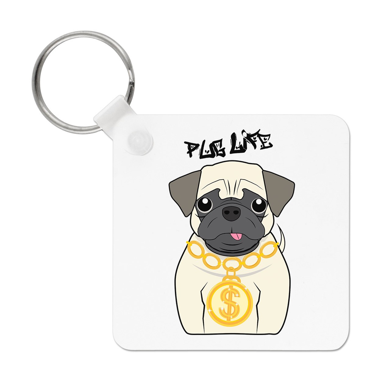 Pug Life Dog Keyring Key Chain