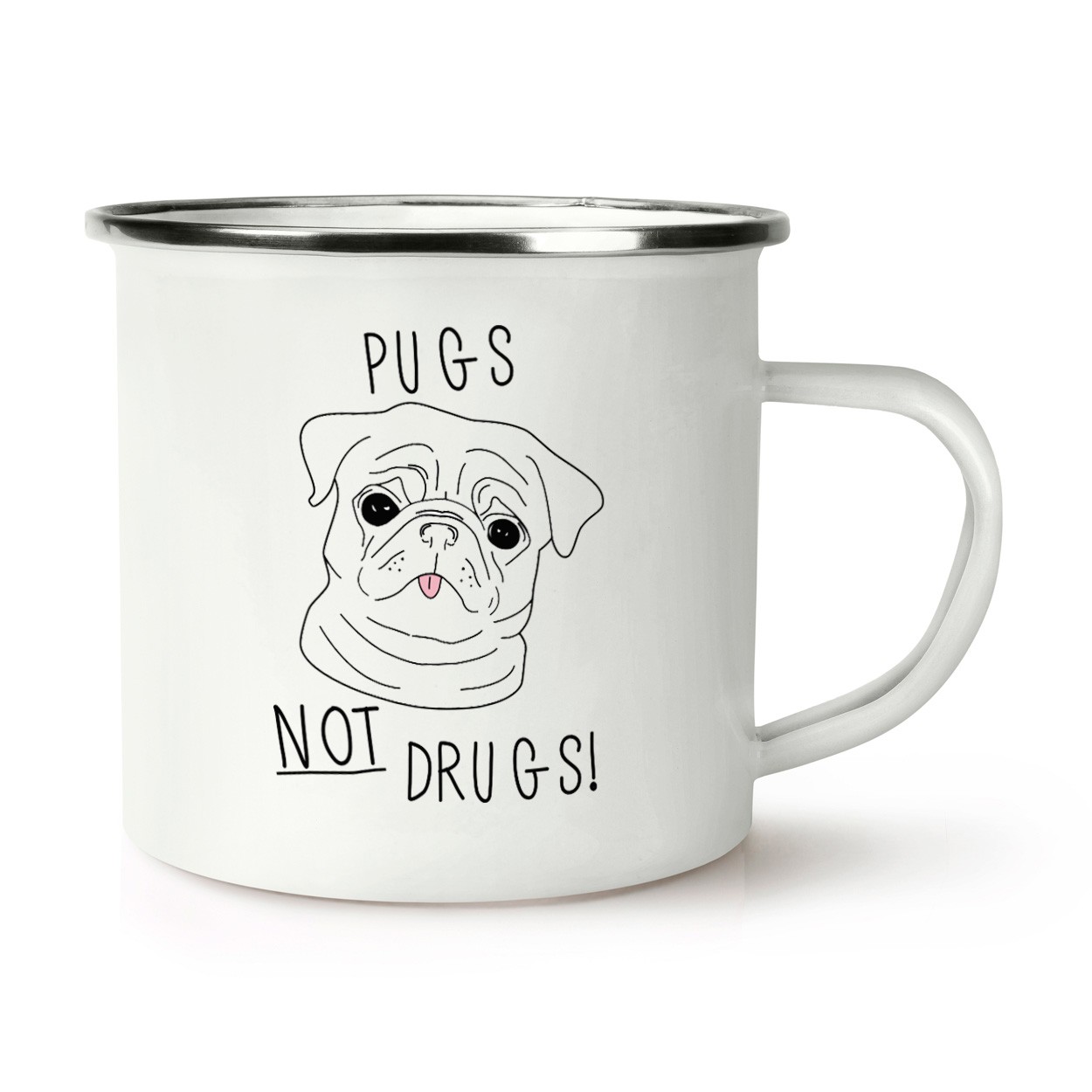 Pugs Not Drugs Retro Enamel Mug Cup