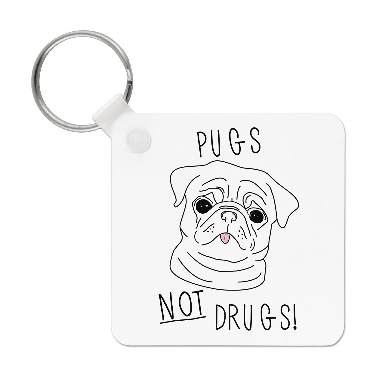 Pugs Not Drugs Keyring Key Chain