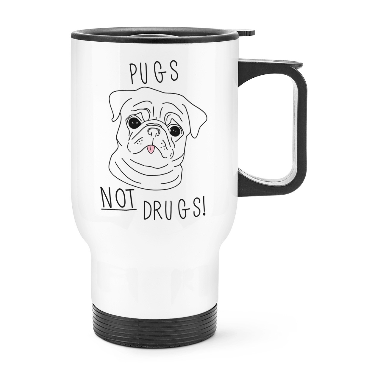 Pugs Not Drugs Travel Mug Cup With Handle