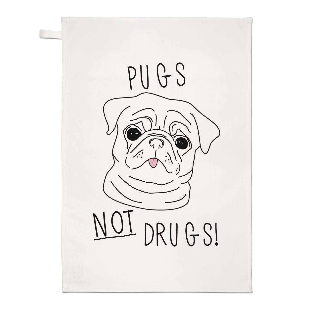 Pugs Not Drugs Tea Towel Dish Cloth