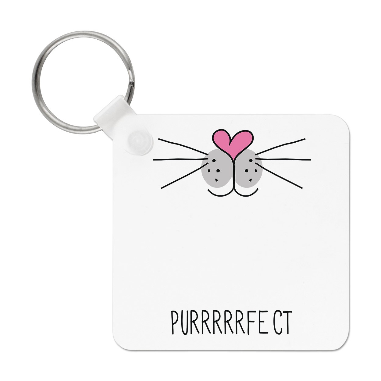 Purrfect Perfect Cat Face Keyring Key Chain