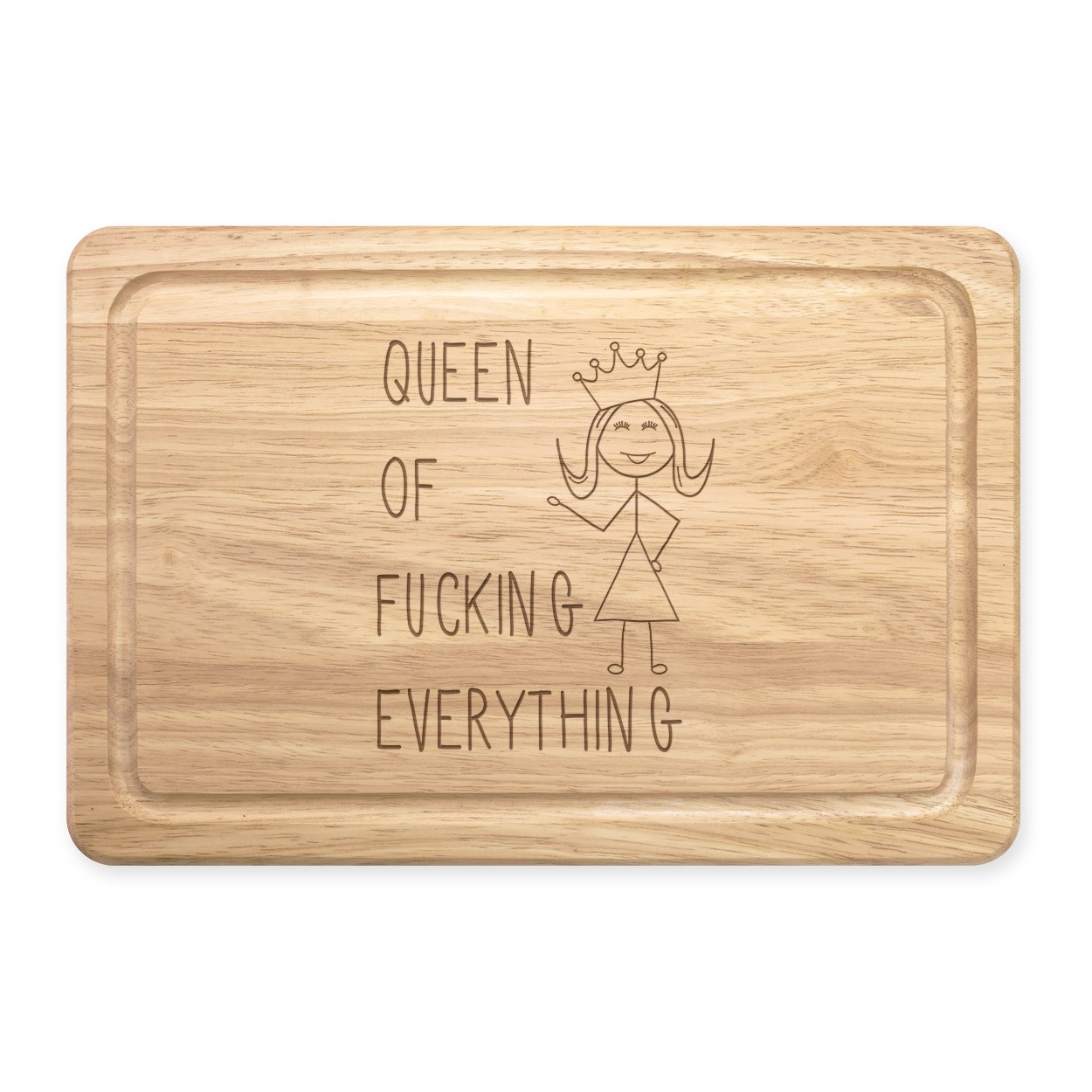 Queen Of F-king Everything Quote Rectangular Wooden Chopping Board