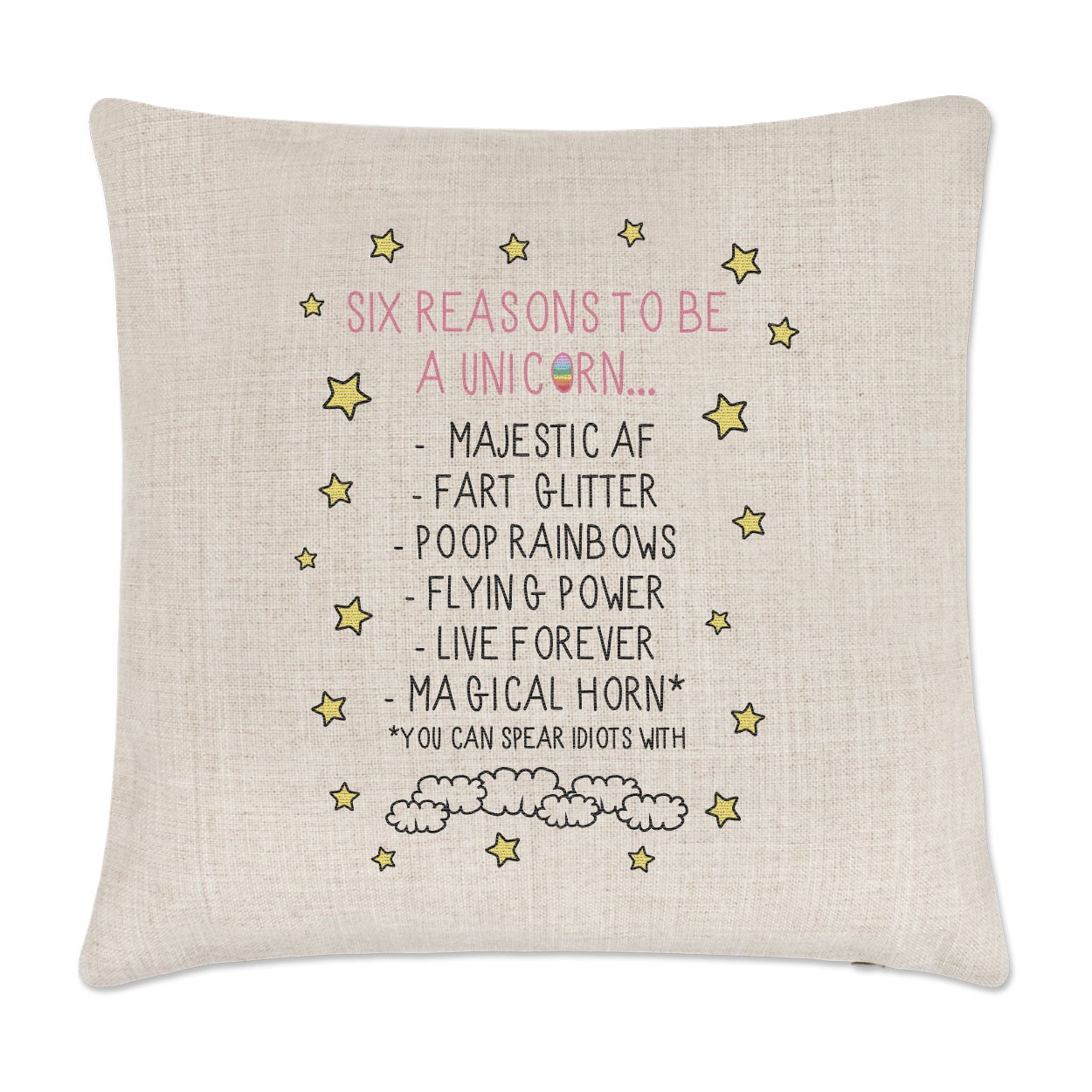 Reasons To Be A Unicorn Linen Cushion Cover