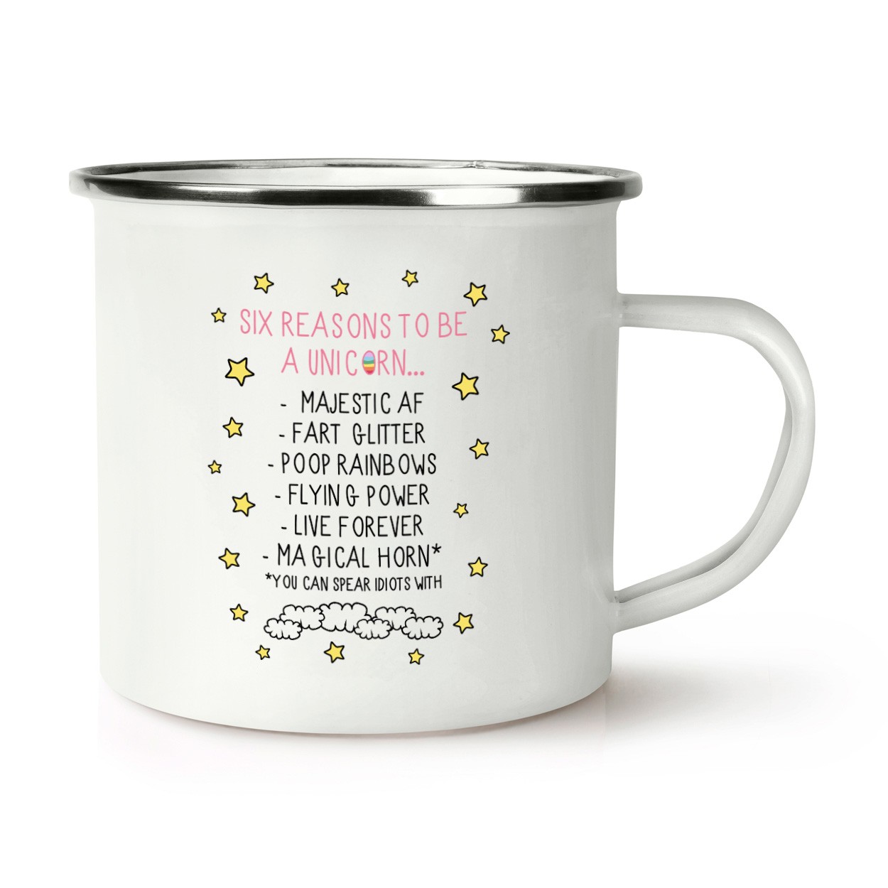 Reasons To Be A Unicorn Retro Enamel Mug Cup