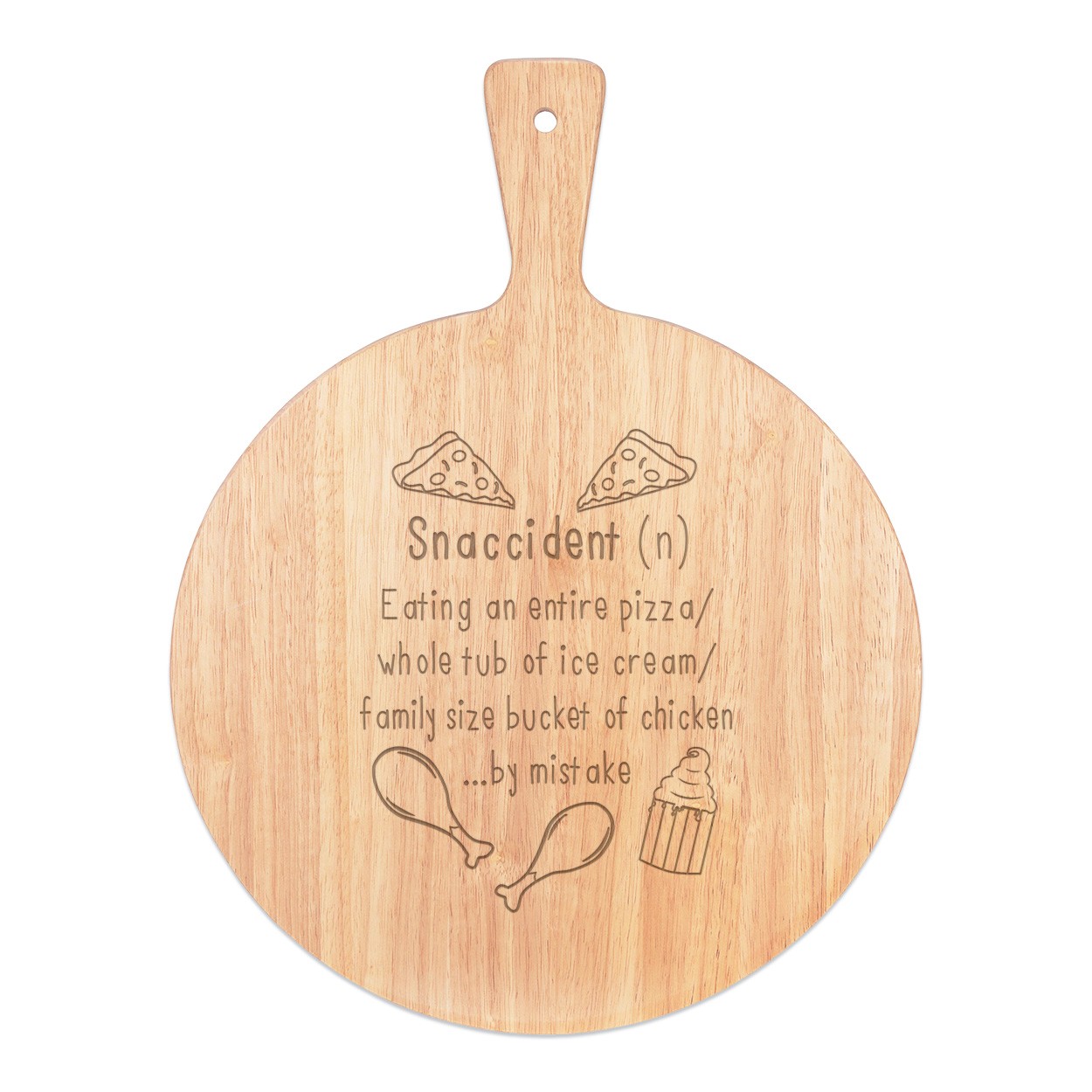 Snaccident Definition Pizza Board Paddle Serving Tray Handle Round Wooden 45x34cm