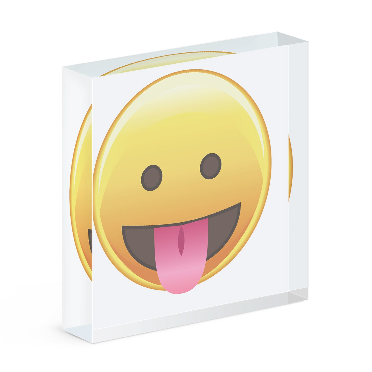 Tongue Out Eyes Open Emoji Acrylic Block