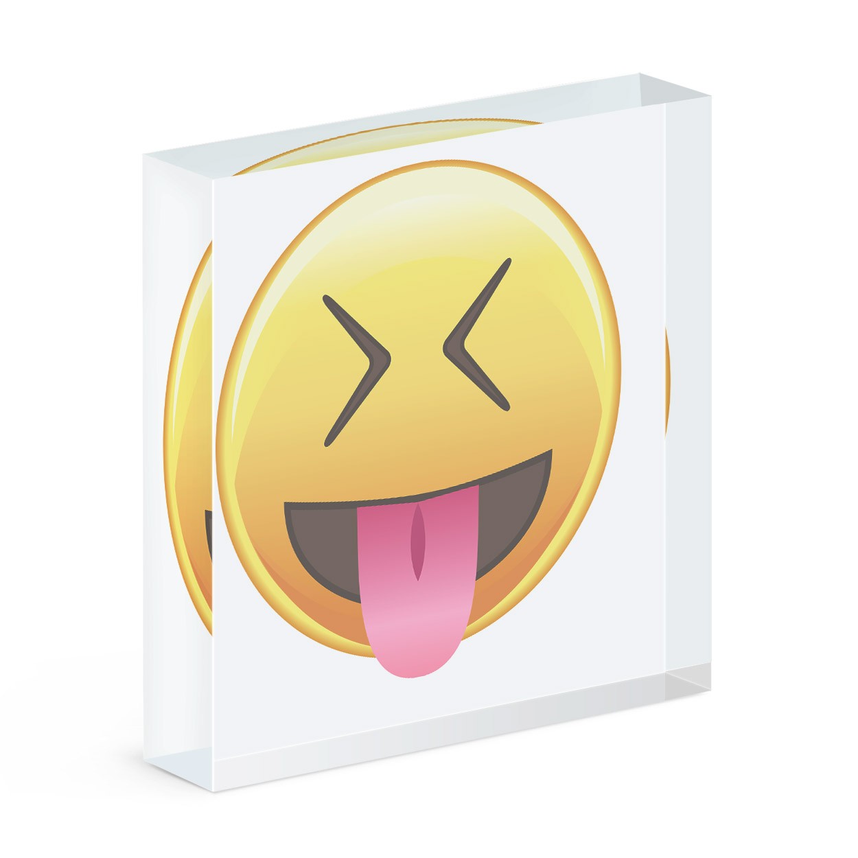 Tongue Out Eyes Shut Emoji Acrylic Block