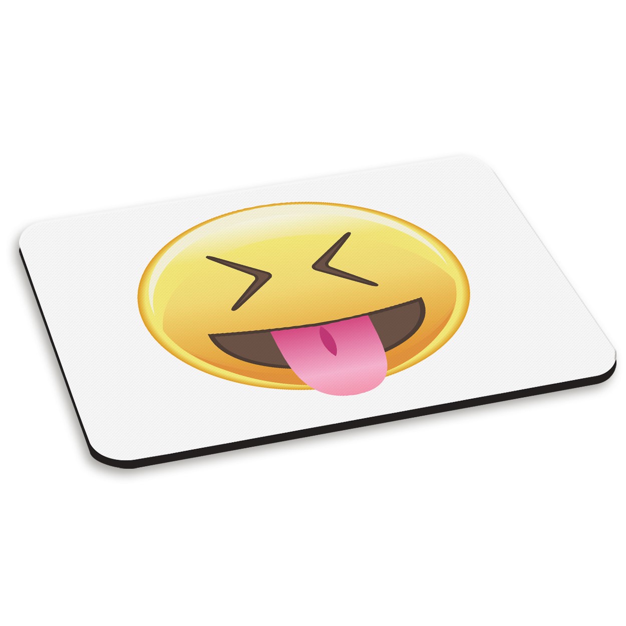 Tongue Out Eyes Shut Emoji PC Computer Mouse Mat Pad