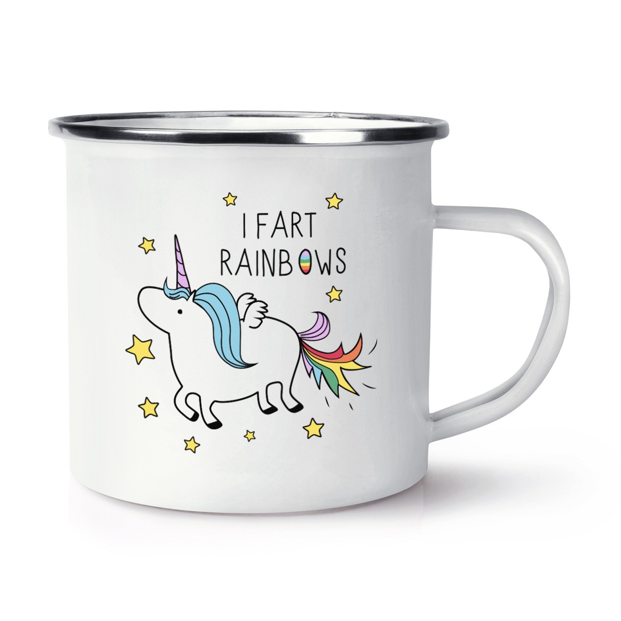 Unicorn I Fart Rainbows Retro Enamel Mug Cup