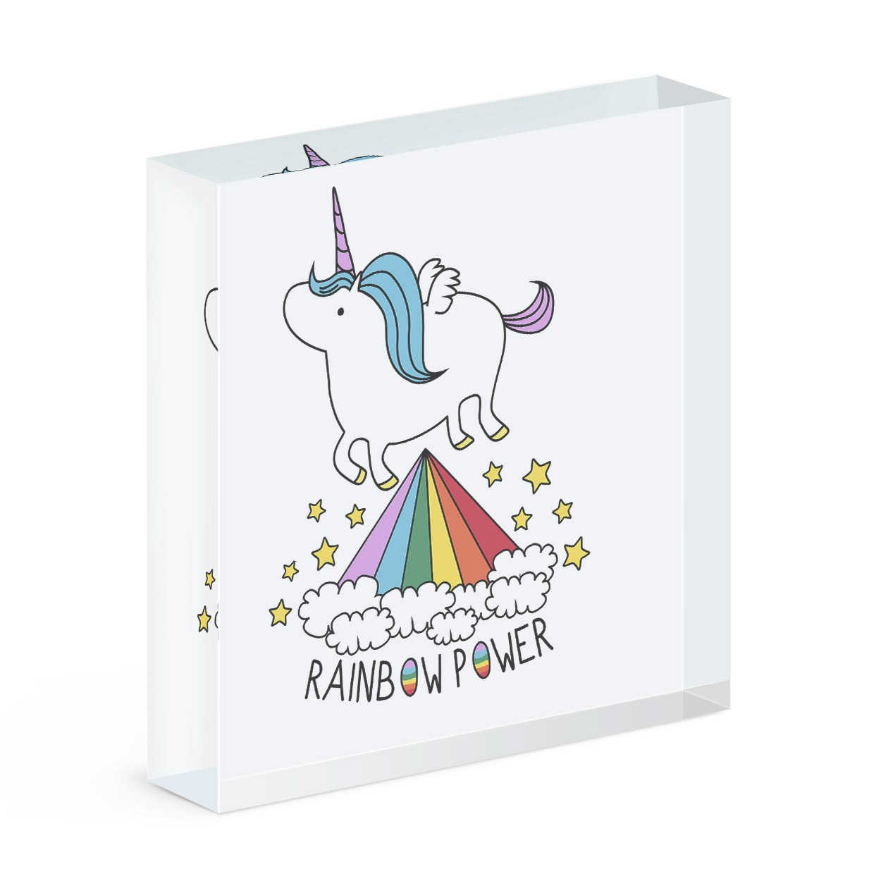 Unicorn Rainbow Power Acrylic Block