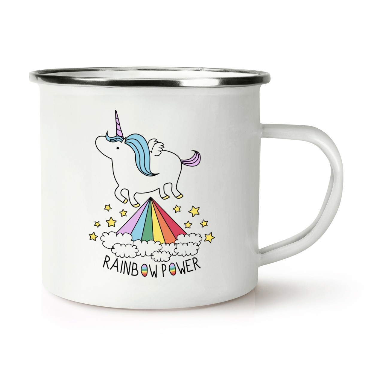 Unicorn Rainbow Power Retro Enamel Mug Cup