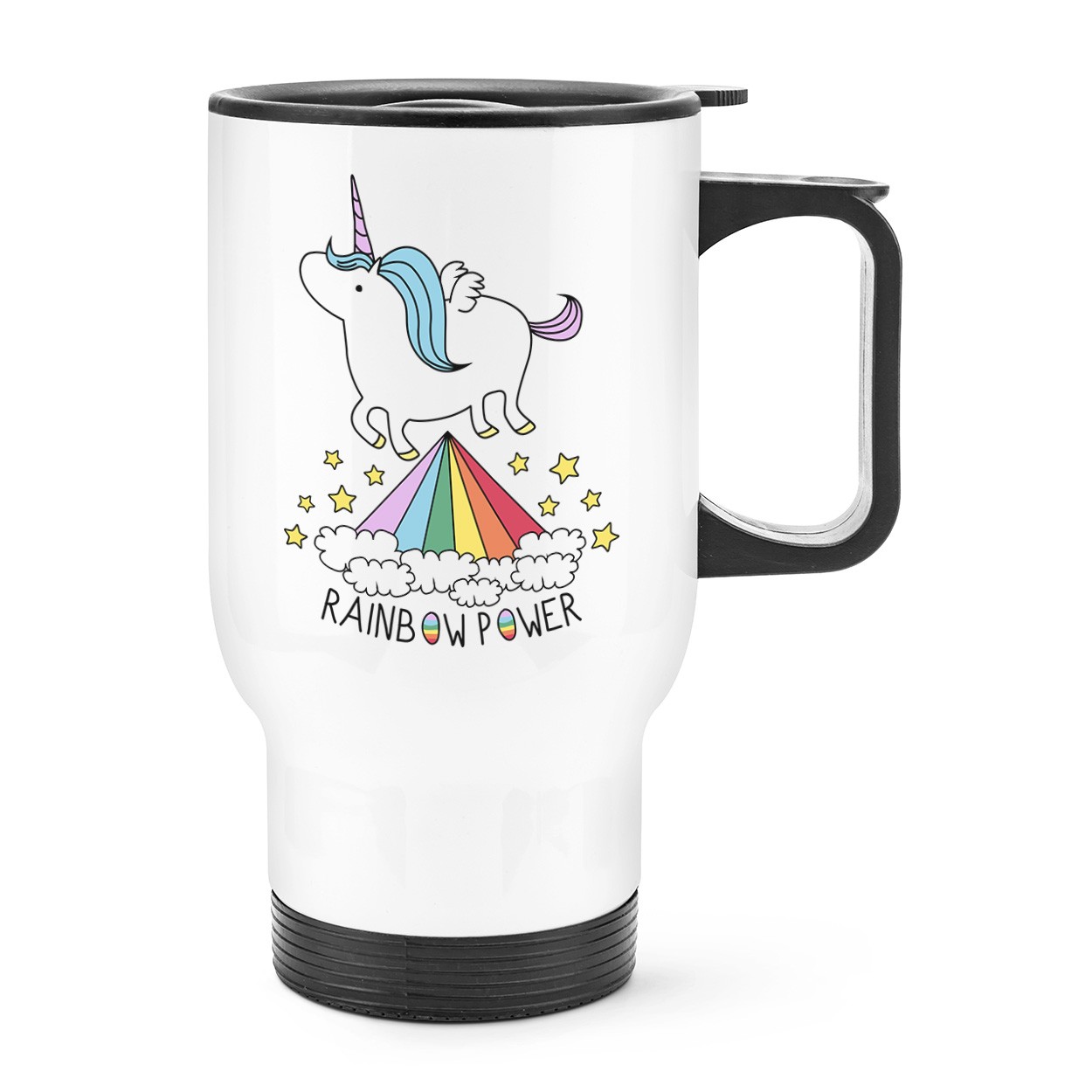 Unicorn Rainbow Power Travel Mug Cup With Handle