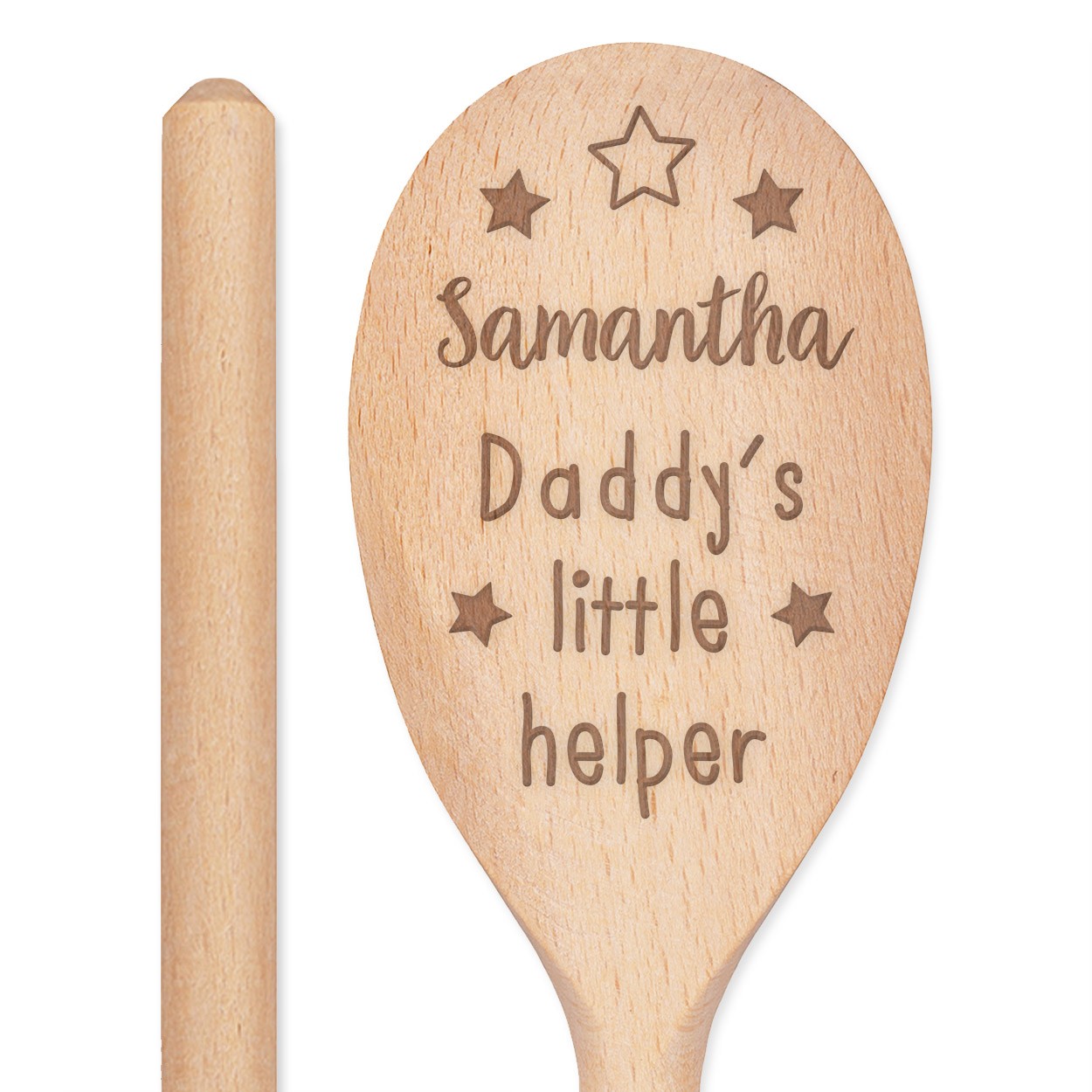 Personalised Custom Engraved Wooden Spoon Daddy's Little Helper Any Name Text