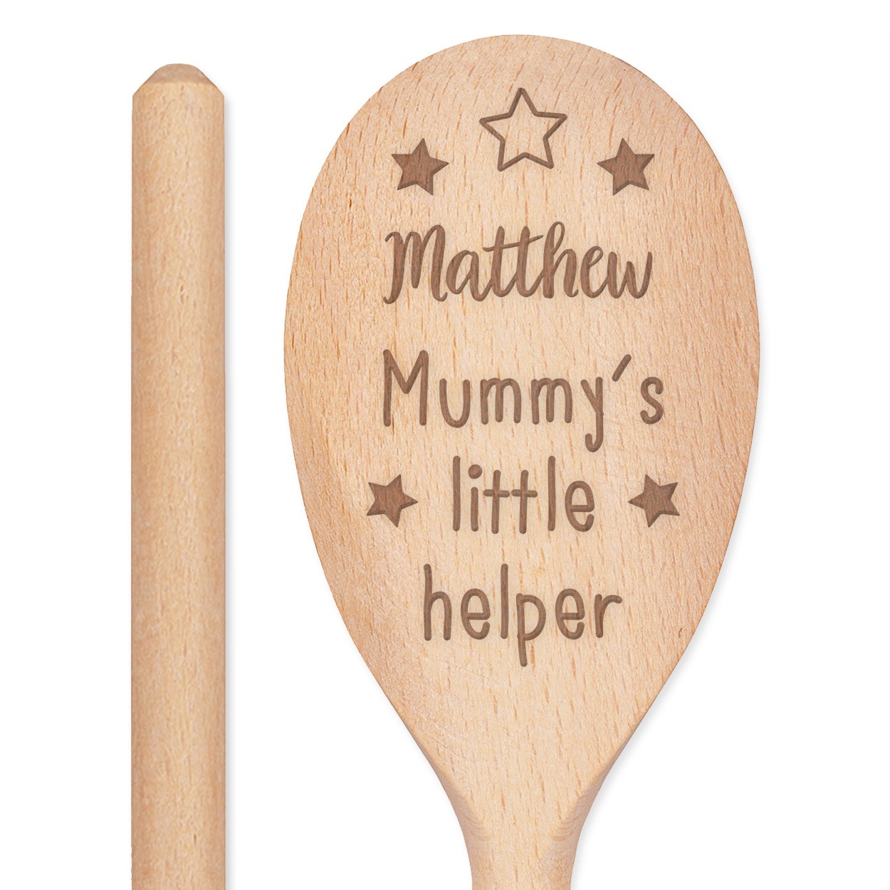 Personalised Custom Engraved Wooden Spoon Mummy's Little Helper Any Name Text