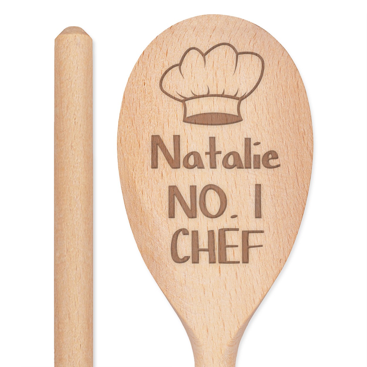 Personalised Custom Engraved Wooden Spoon No1 Chef Any Name Text