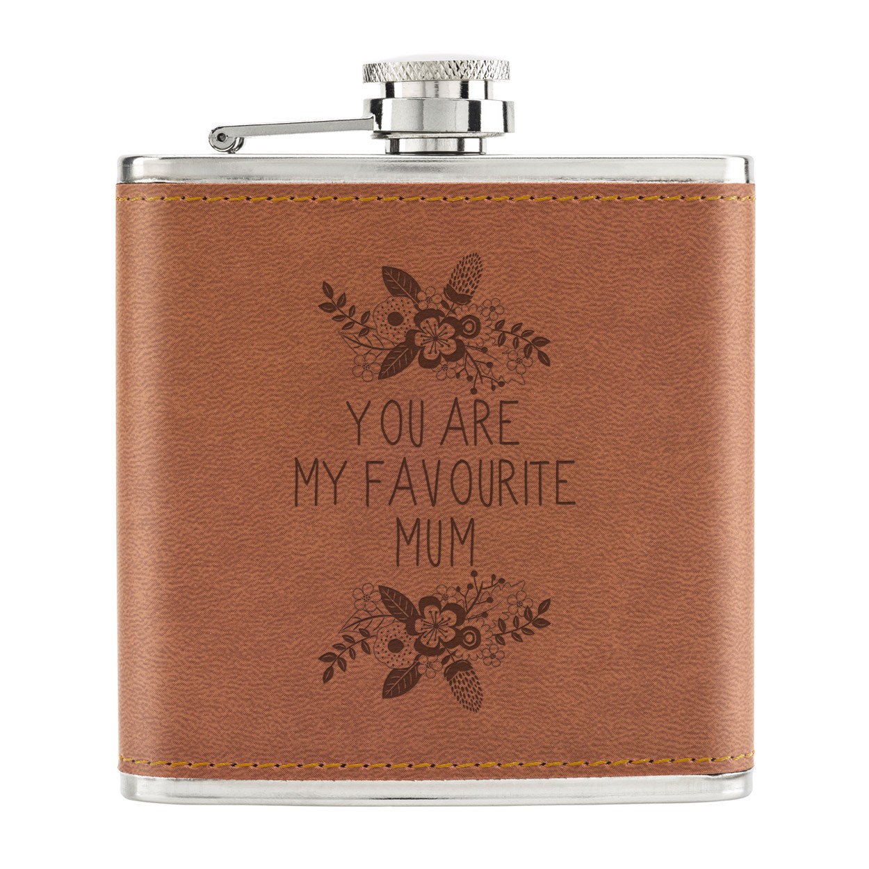 You Are My Favourite Mum 6oz PU Leather Hip Flask Tan