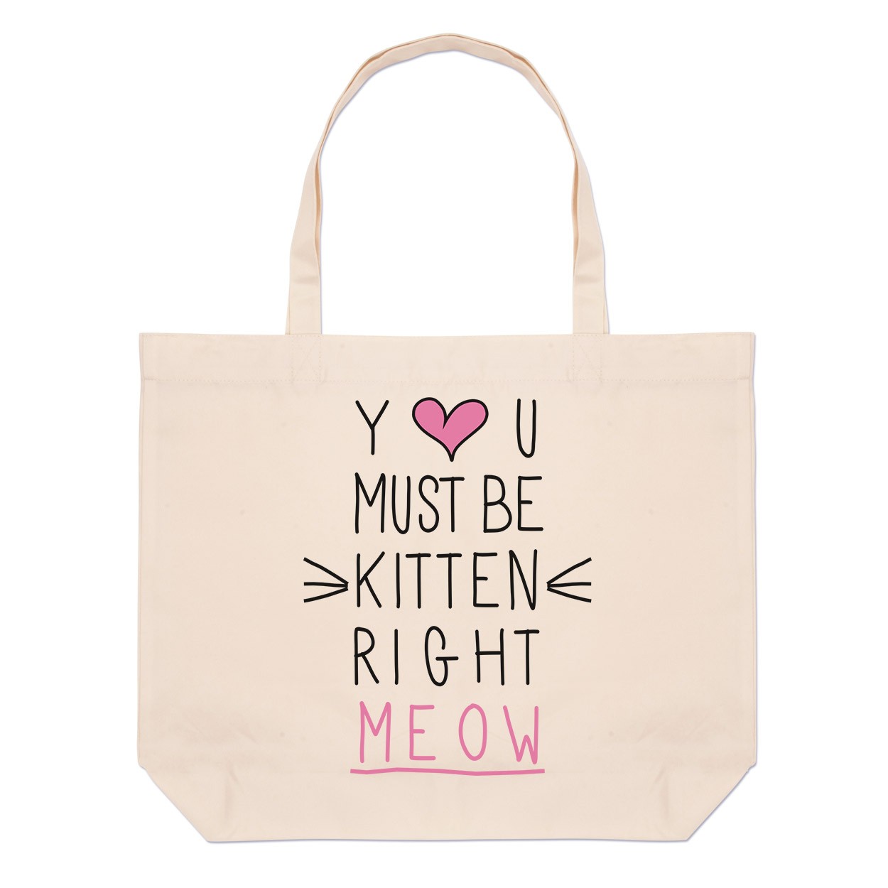 You Must Be Kitten Right Meow Large Beach Tote Bag