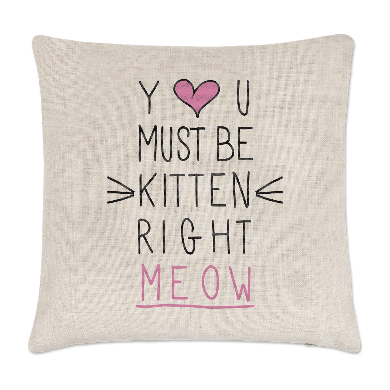 You Must Be Kitten Right Meow Linen Cushion Cover