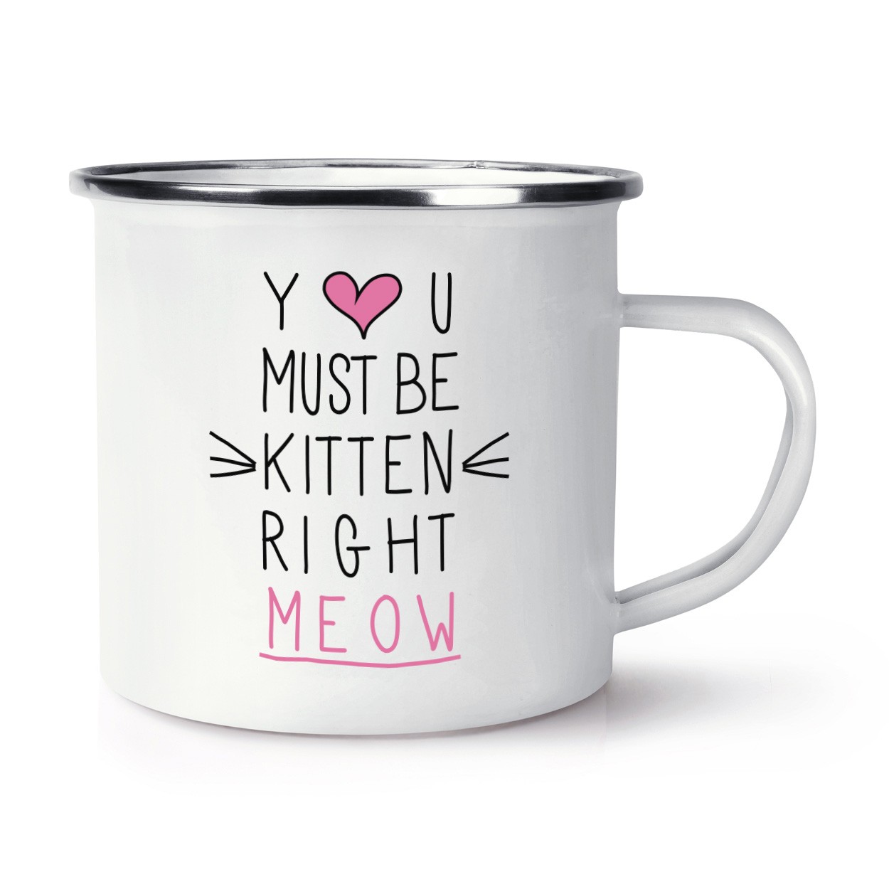 You Must Be Kitten Right Meow Retro Enamel Mug Cup