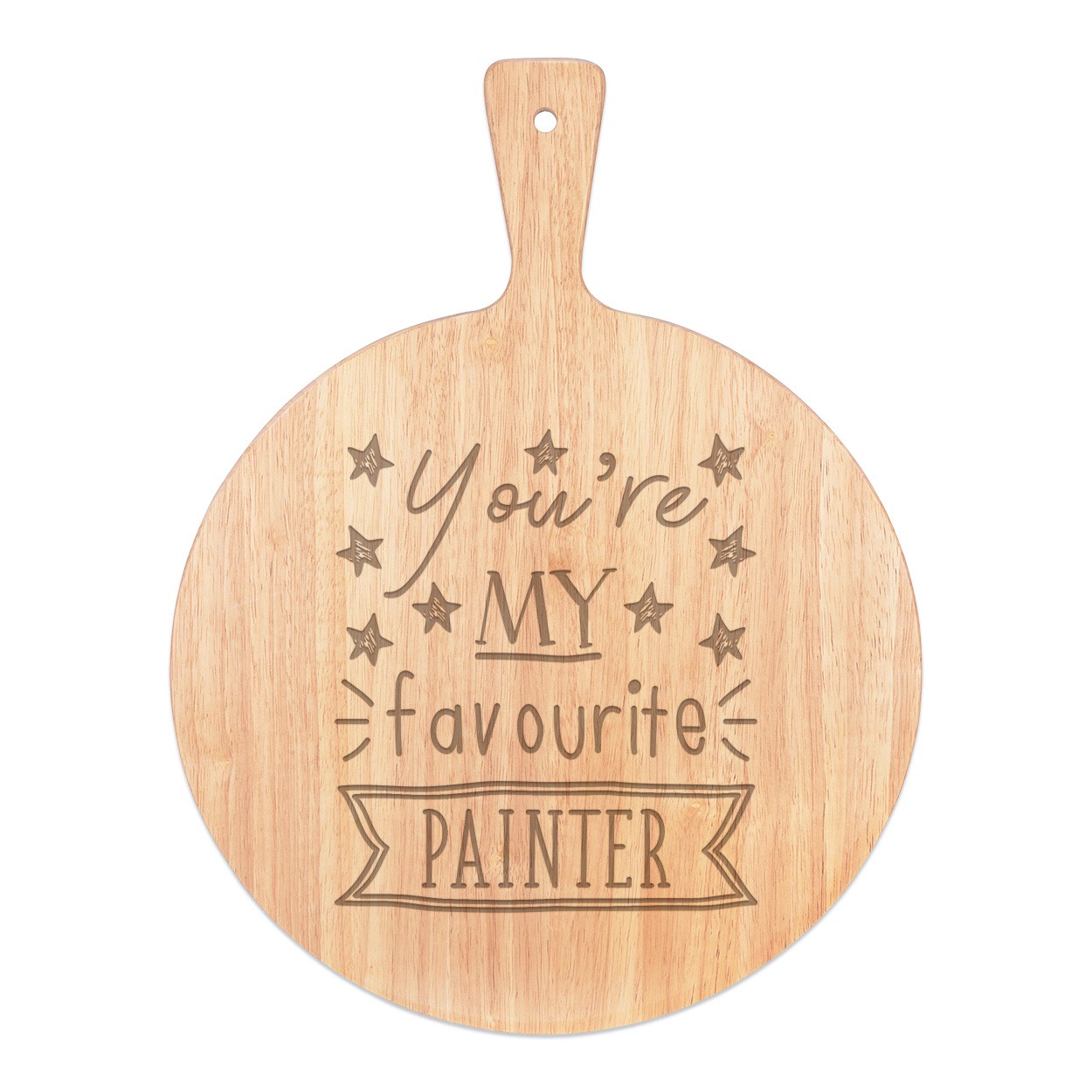You're My Favourite Painter Pizza Board Paddle Serving Tray Handle Round Wooden 45x34cm