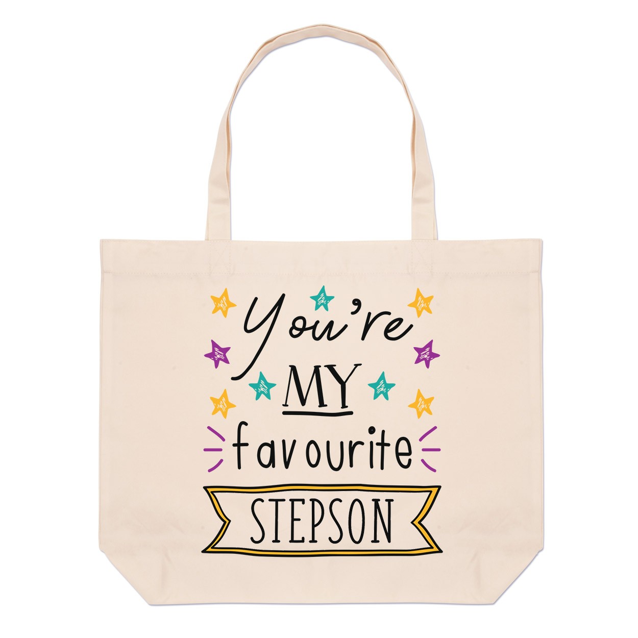 You're My Favourite Stepson Stars Large Beach Tote Bag