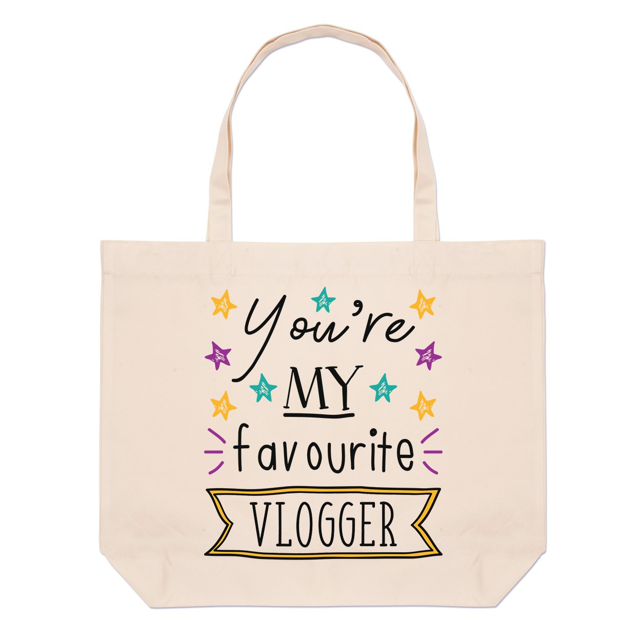 You're My Favourite Vlogger Stars Large Beach Tote Bag