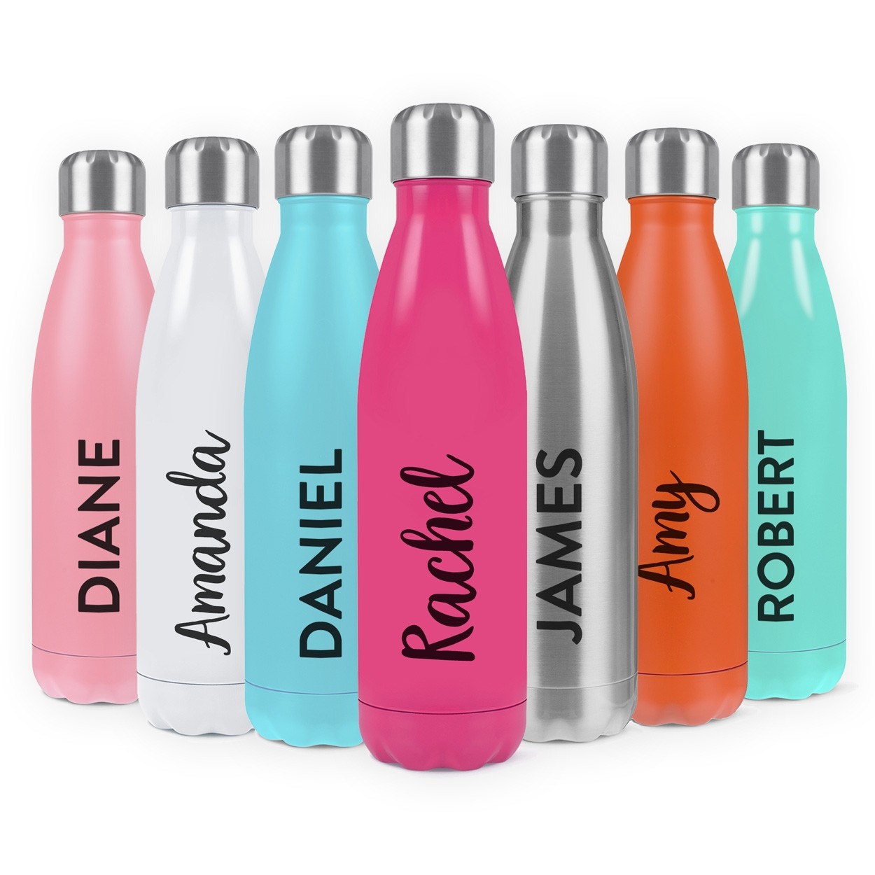 Personalised Custom Initials Name Double Wall Water Bottles All Colours