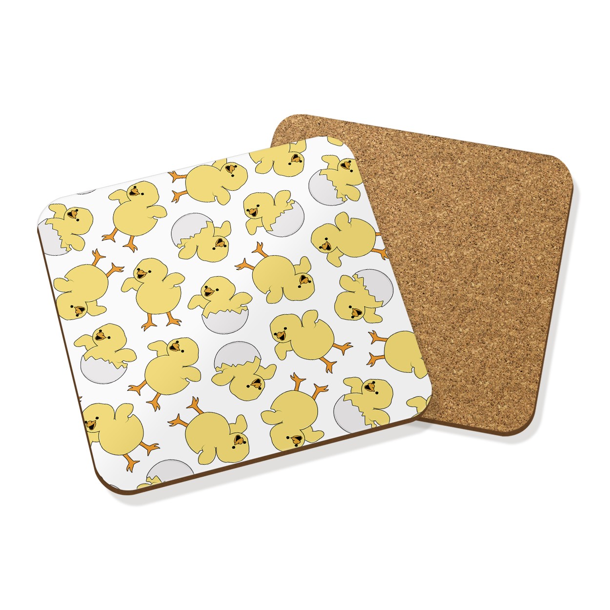 BABY CHICK DUCKLING DRINKS COASTER MAT CORK SQUARE