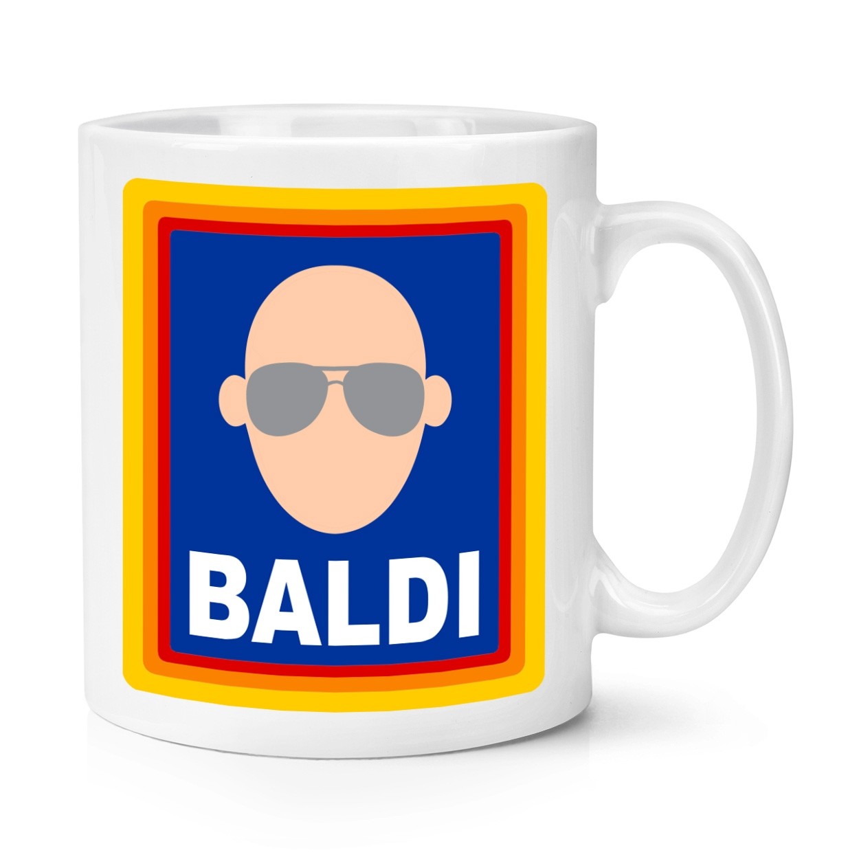 Baldi White 10oz Mug Cup Bald Funny Grandad Dad Uncle Old Joke Rude Birthday OAP