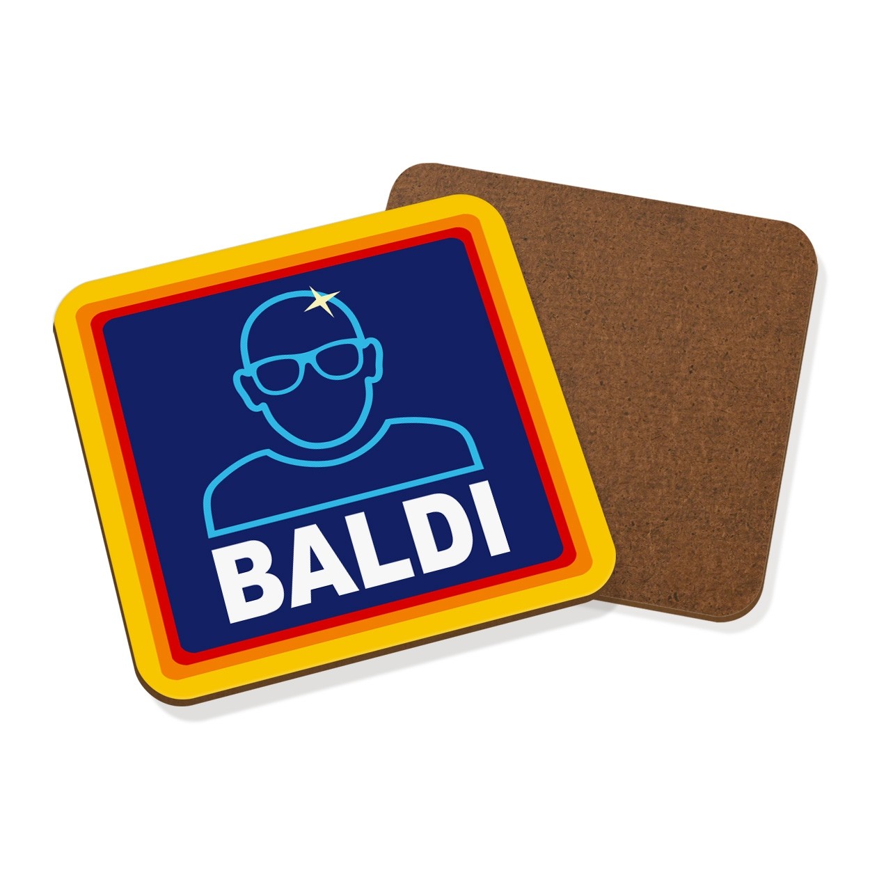 Baldi Coaster Drinks Mat Bald Funny Grandad Dad Uncle Old Joke Rude Birthday OAP