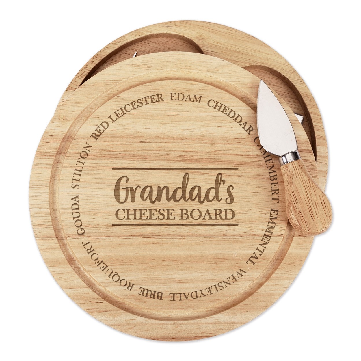 Personalised Custom Name Cheese Types Wooden Cheese Board Set 4 Knives