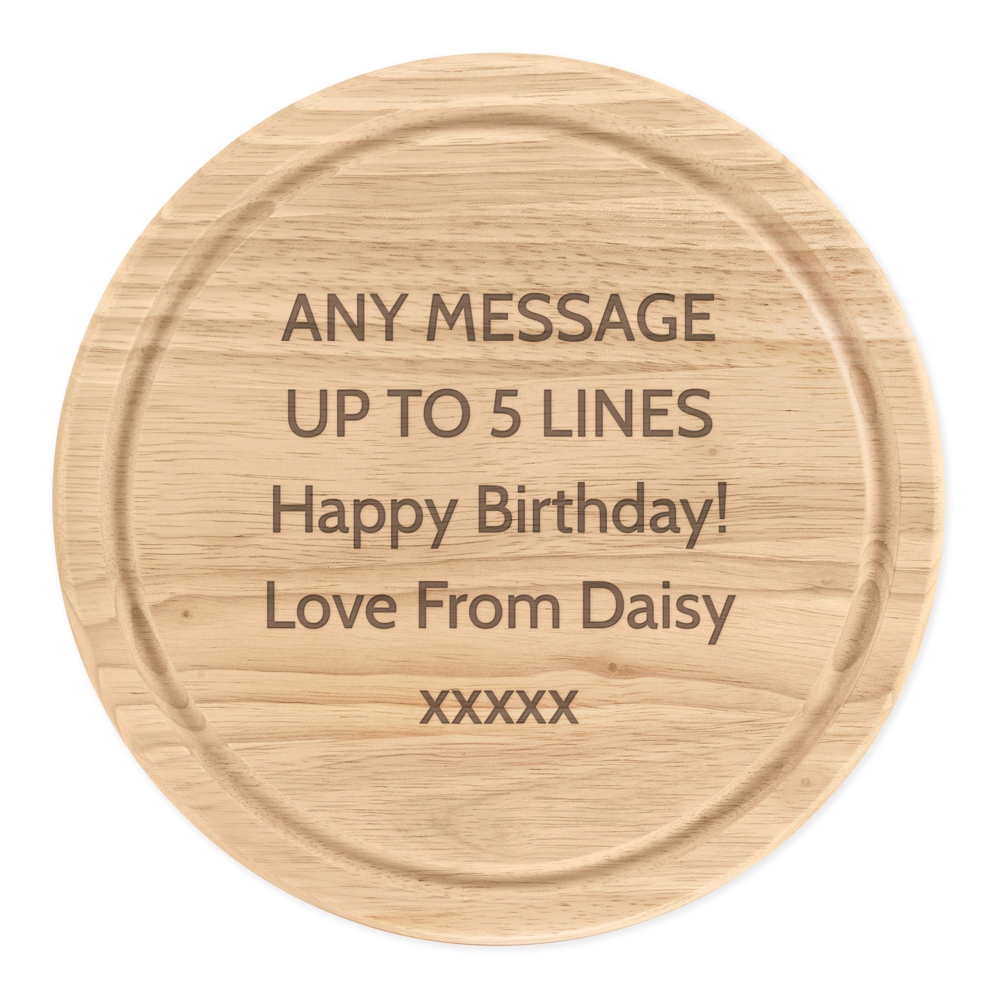 Personalised Custom Any Message Text Name Round Wooden Cheese Board