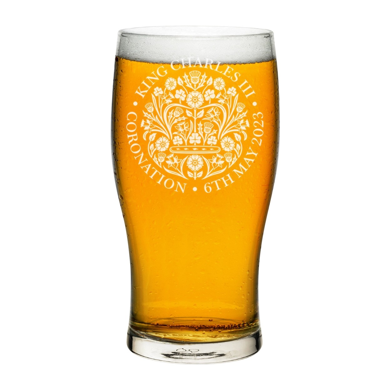 Coronation Emblem King Charles III Pint Glass Tulip Craft Beer Cider Commemorative Souvenir Gift His Majesty 6th May 2023