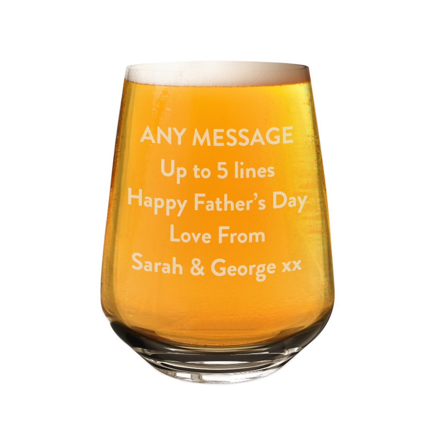 Personalised Craft Beer Glass Tumbler 2/3 Pint 470ml Name Initials Any Message 5 Lines Fathers Day Birthday Stag Do Wedding Anniversary Custom