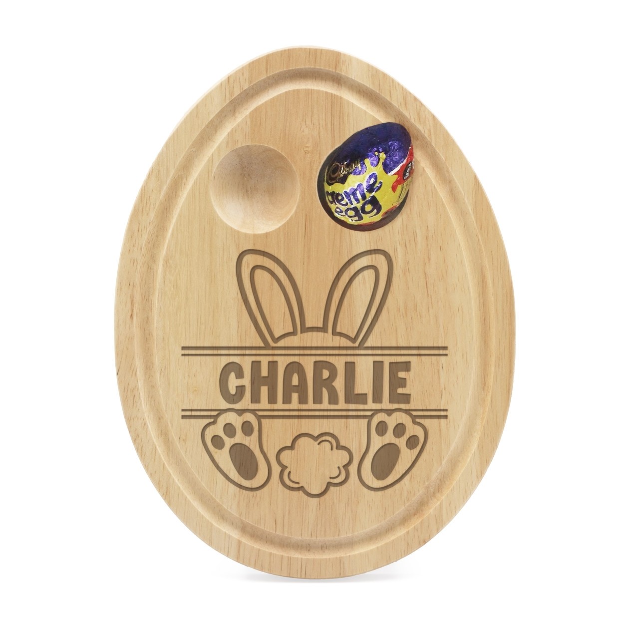 Personalised Easter Bunny Egg Board Breakfast Dippy Egg Cup - Bunny Design Treat For Kids