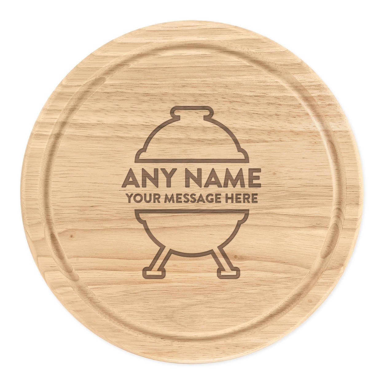 Personalised Wooden Chopping Cheese Board Round 25cm Name Any Message BBQ Grill Middle Custom Grill Master King