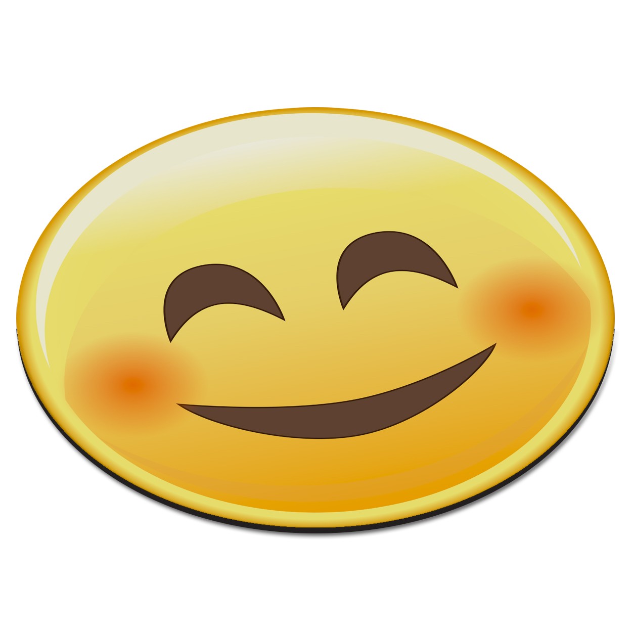 Emoji Happy Blushing Smiley Face Circular PC Computer Mouse Mat Pad