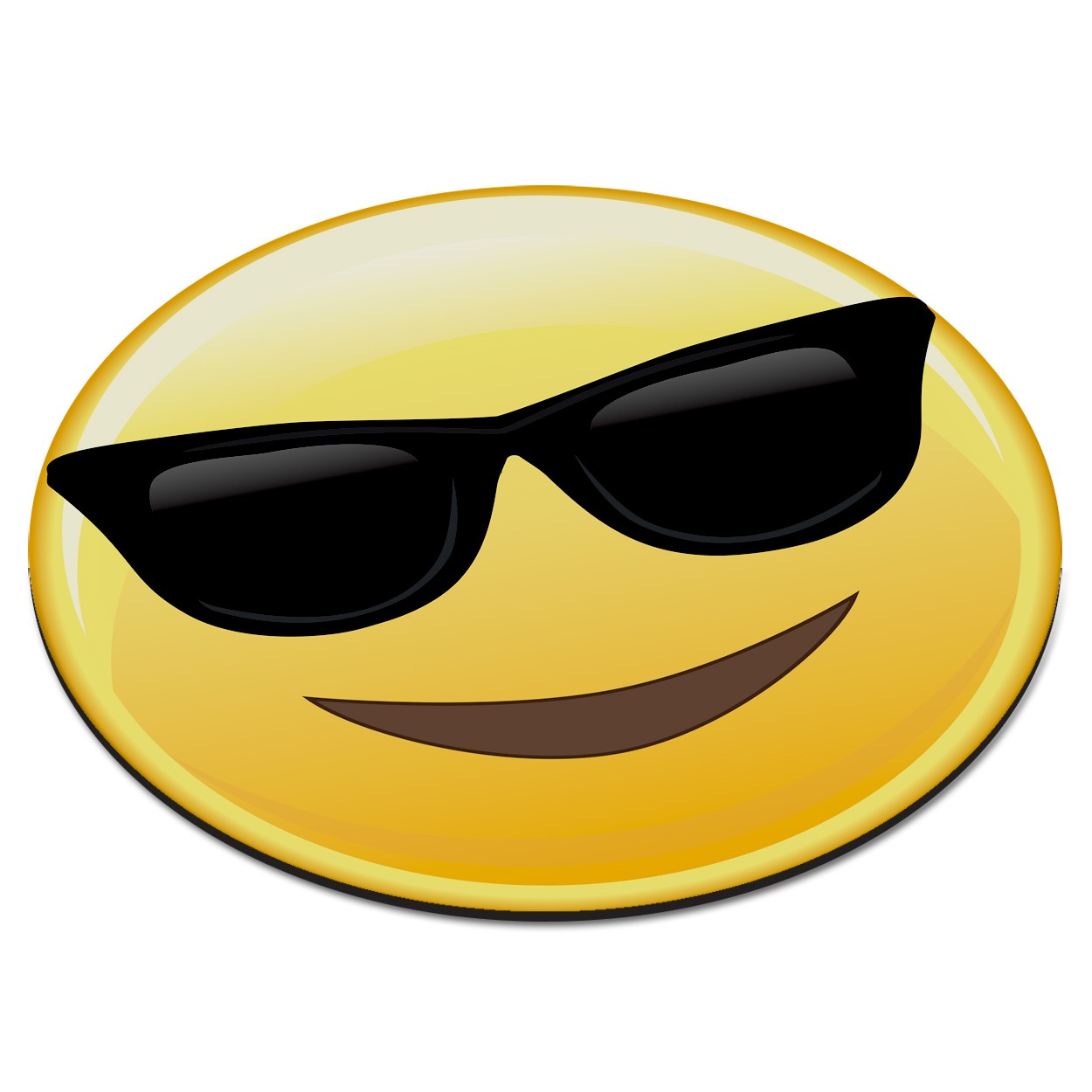 Emoji Sunglasses Cool Smiley Face Circular PC Computer Mouse Mat Pad