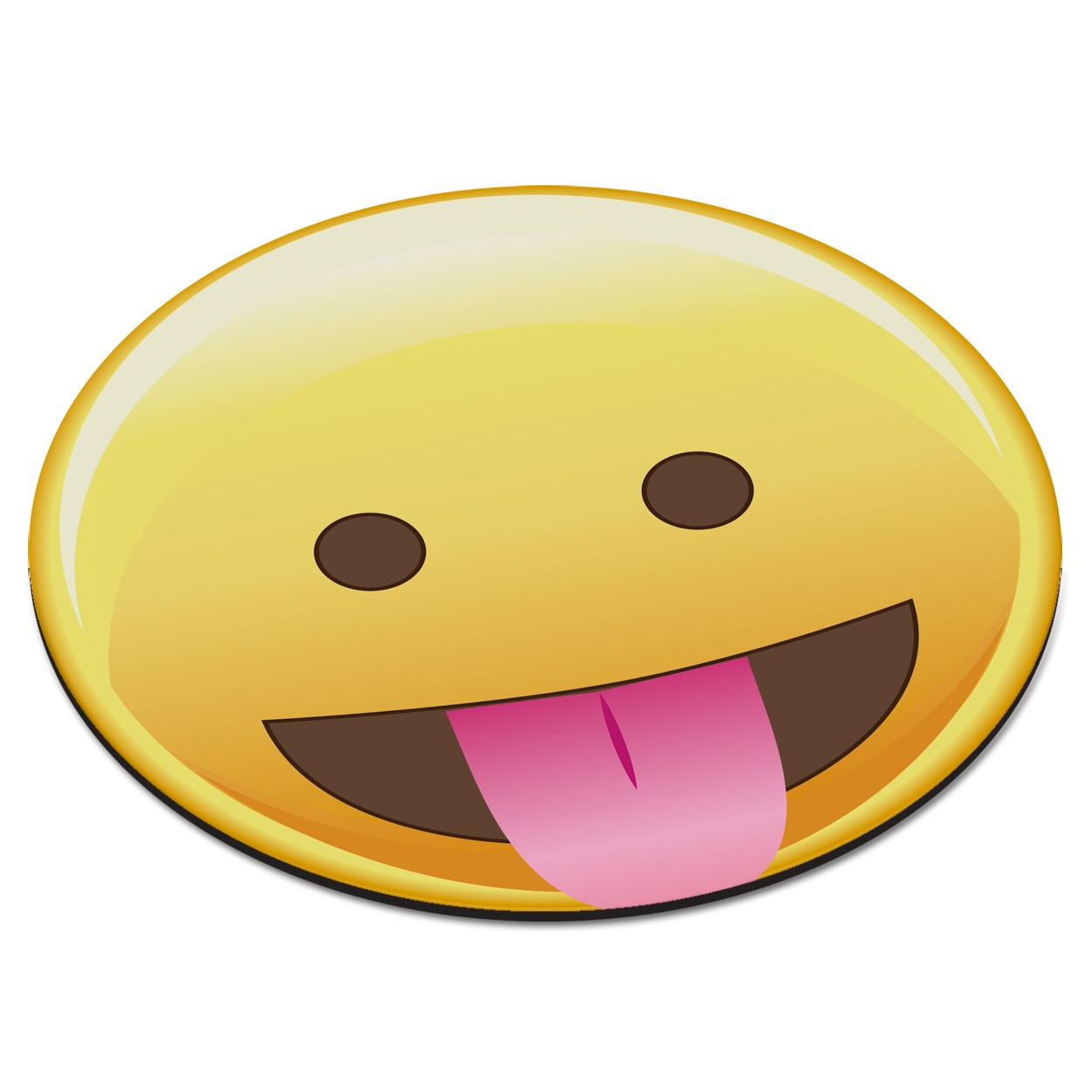 Emoji Tongue Out Open Eyes Smiley Face Circular PC Computer Mouse Mat Pad