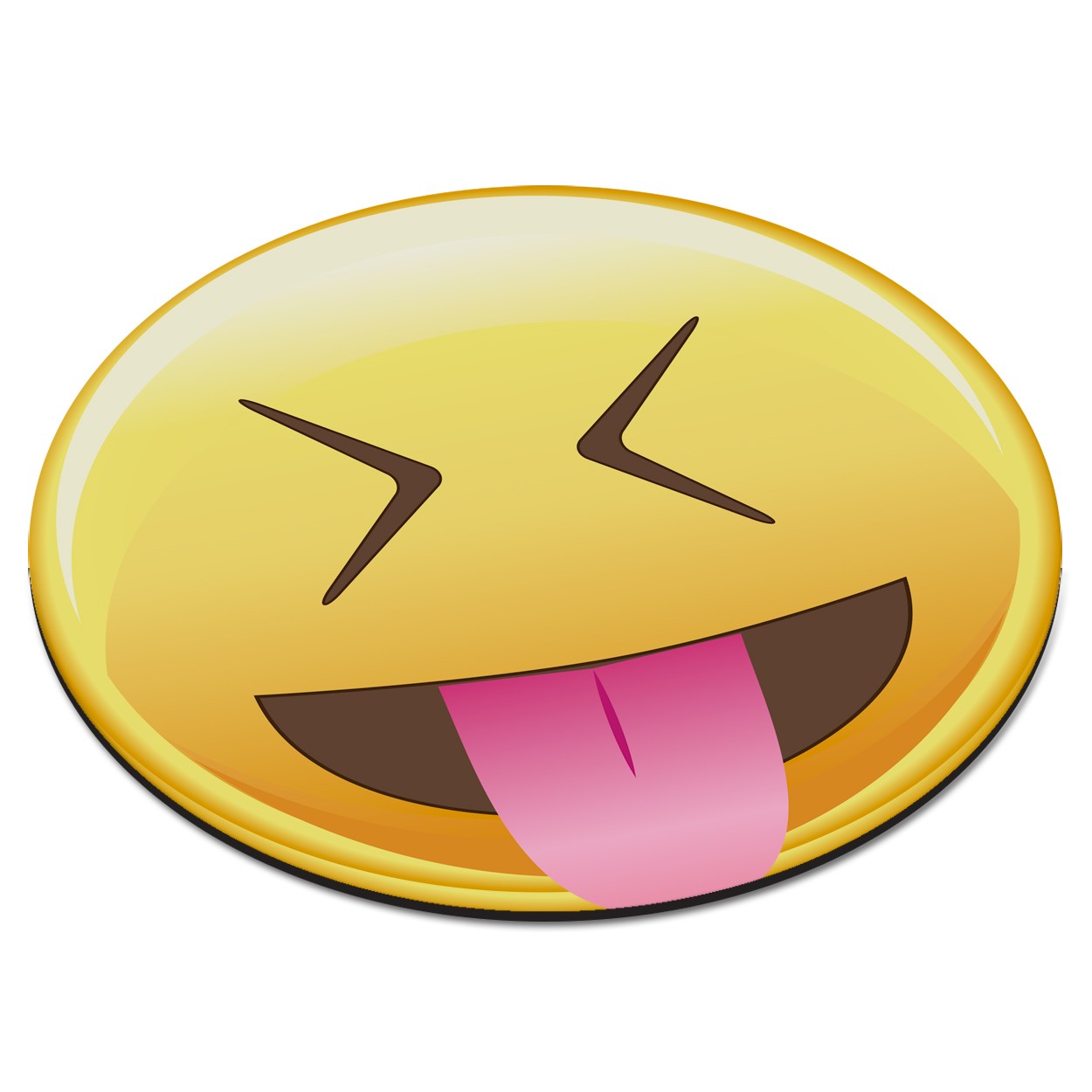 Emoji Tongue Out Closed Eyes Smiley Face Circular PC Computer Mouse Mat Pad